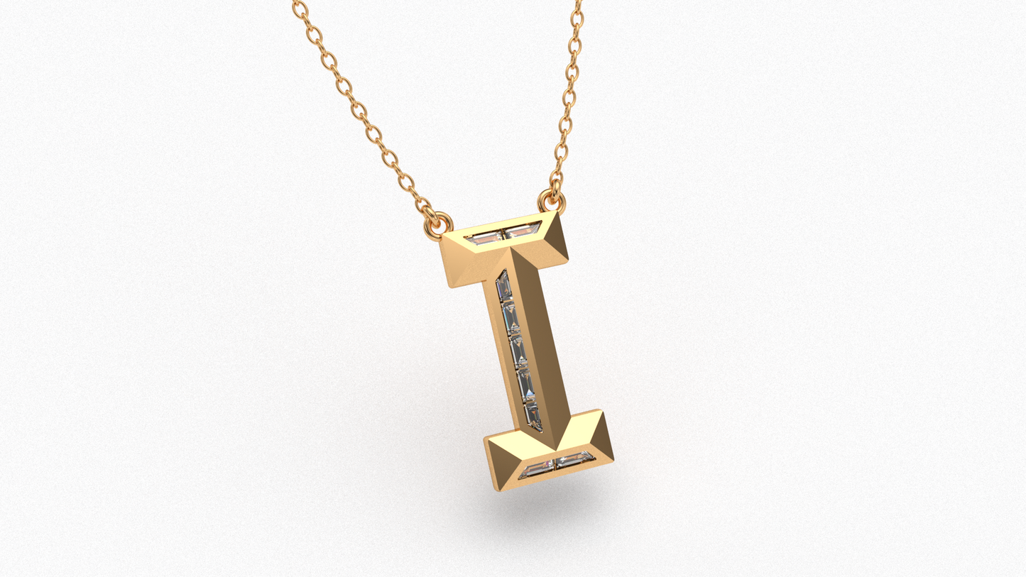 Diamond Initial Pendant in 18K Yellow Gold