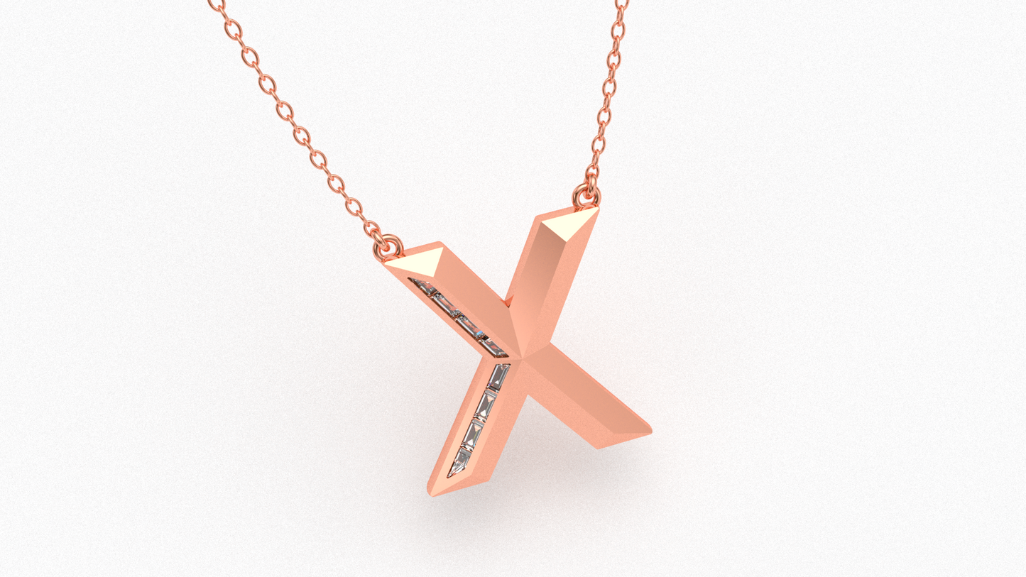 Diamond Initial Pendant in 18K Rose Gold