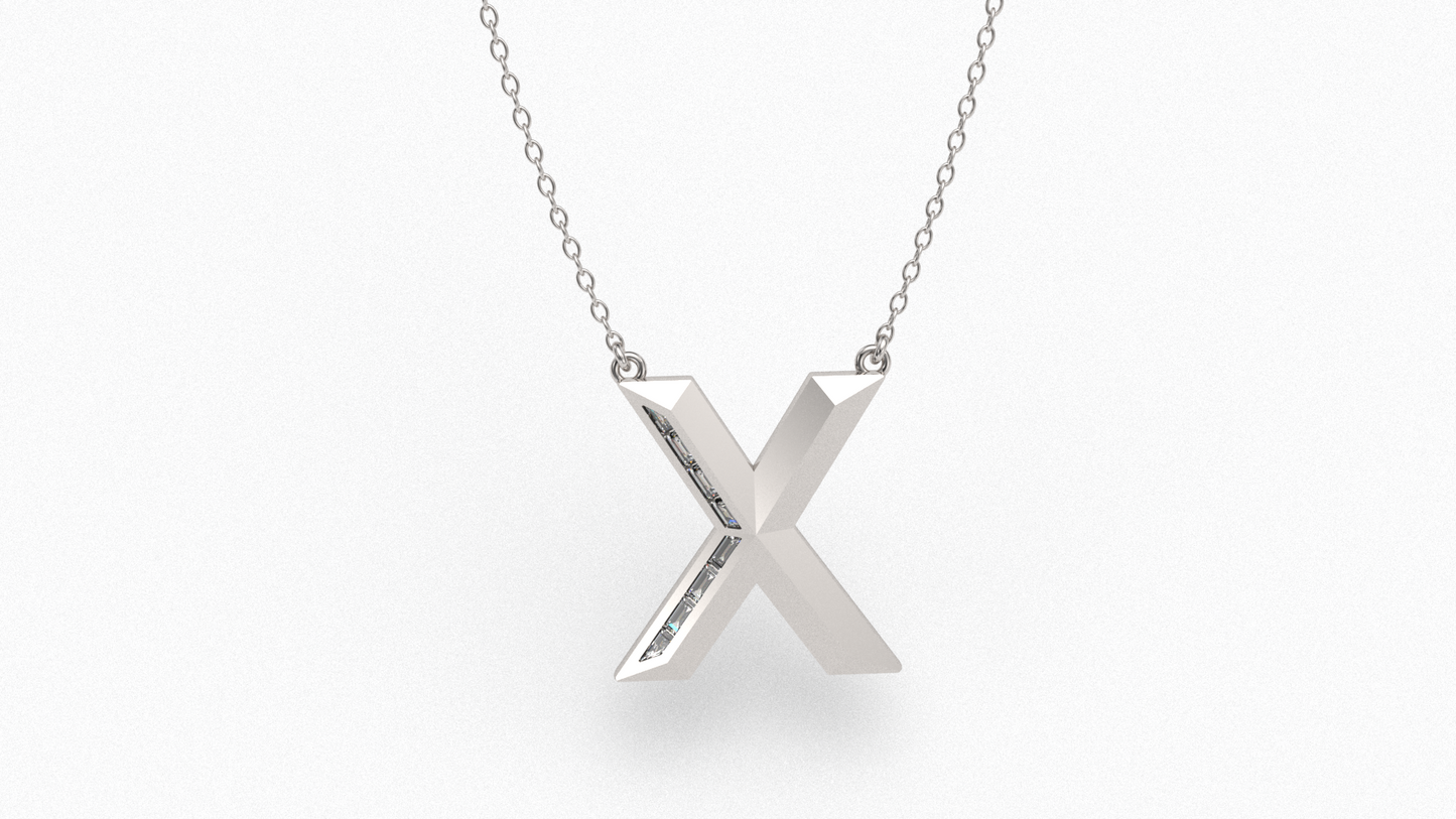 Diamond Initial Pendant in 18K White Gold