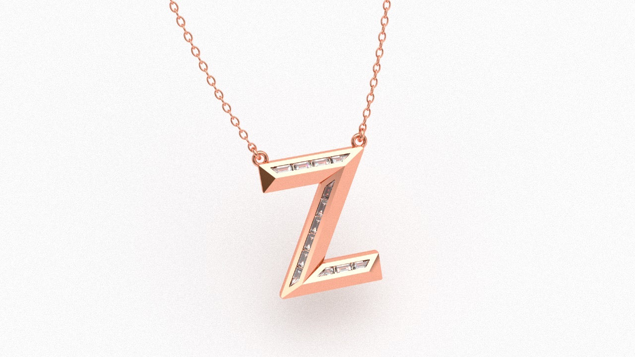 Diamond Initial Pendant in 18K Rose Gold