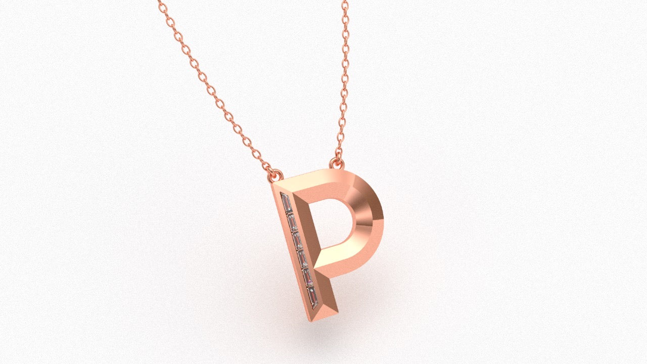 Diamond Initial Pendant in 18K Rose Gold