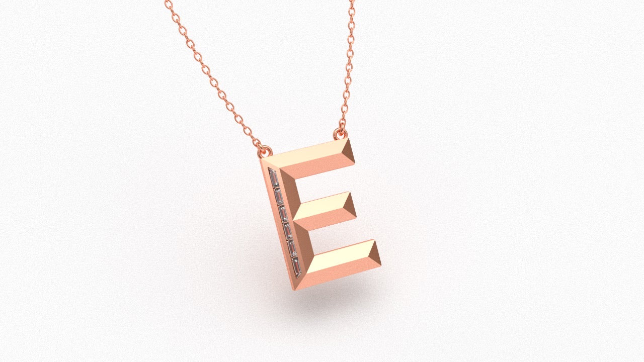 Diamond Initial Pendant in 18K Rose Gold