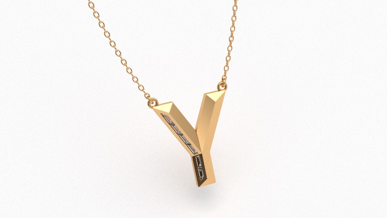 Diamond Initial Pendant in 18K Yellow Gold