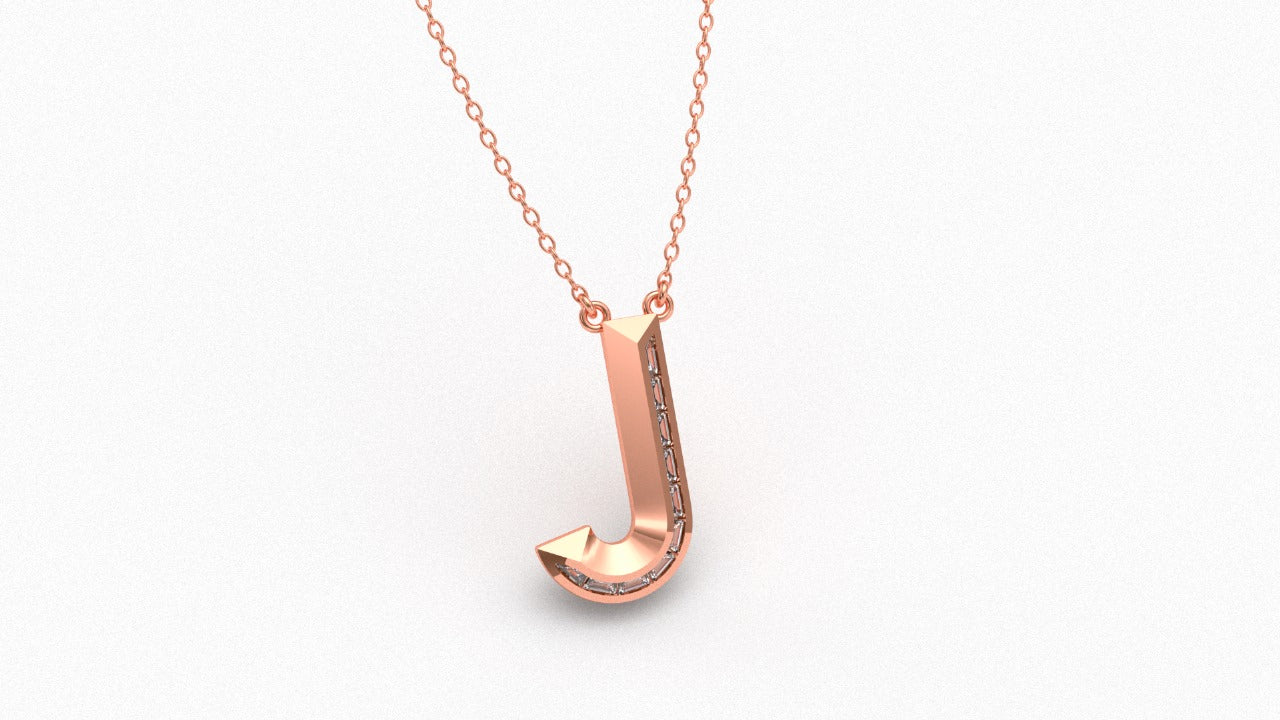 Diamond Initial Pendant in 18K Rose Gold