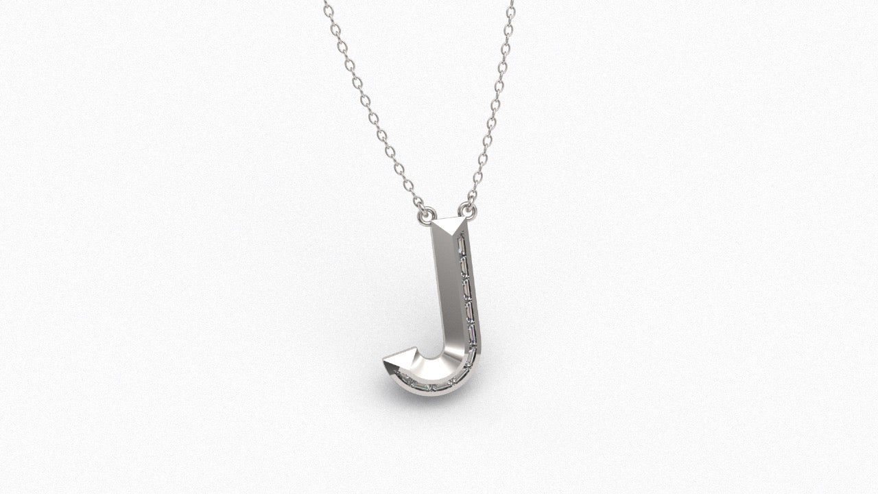 Diamond Initial Pendant in 18K White Gold