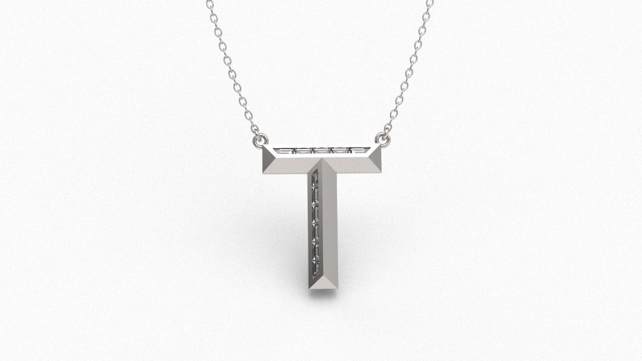 Diamond Initial Pendant in 18K White Gold