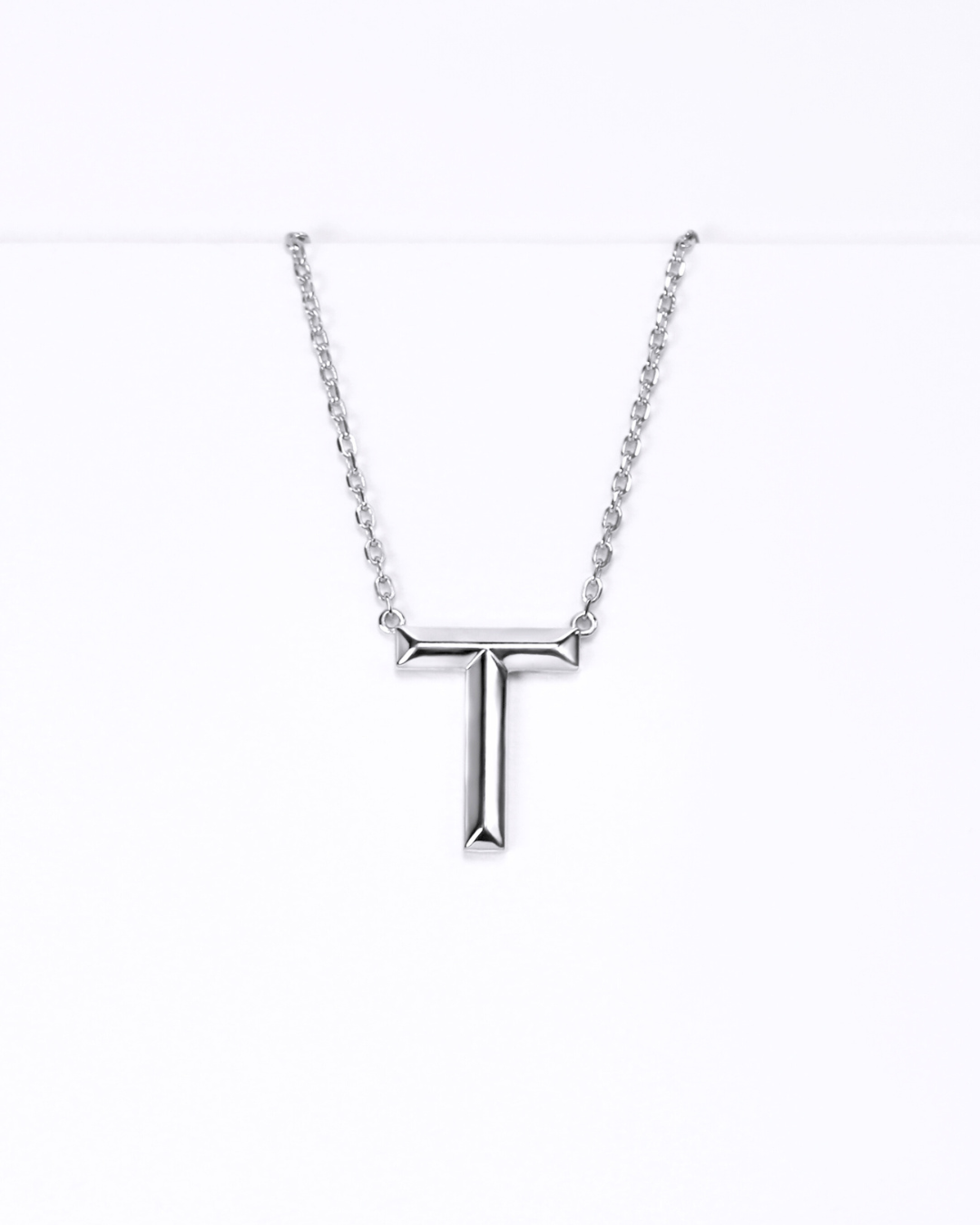 Knife Edge Initial Pendant in Sterling Silver