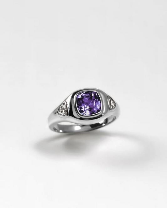 Purple Amethyst Puff Ring in Sterling Silver