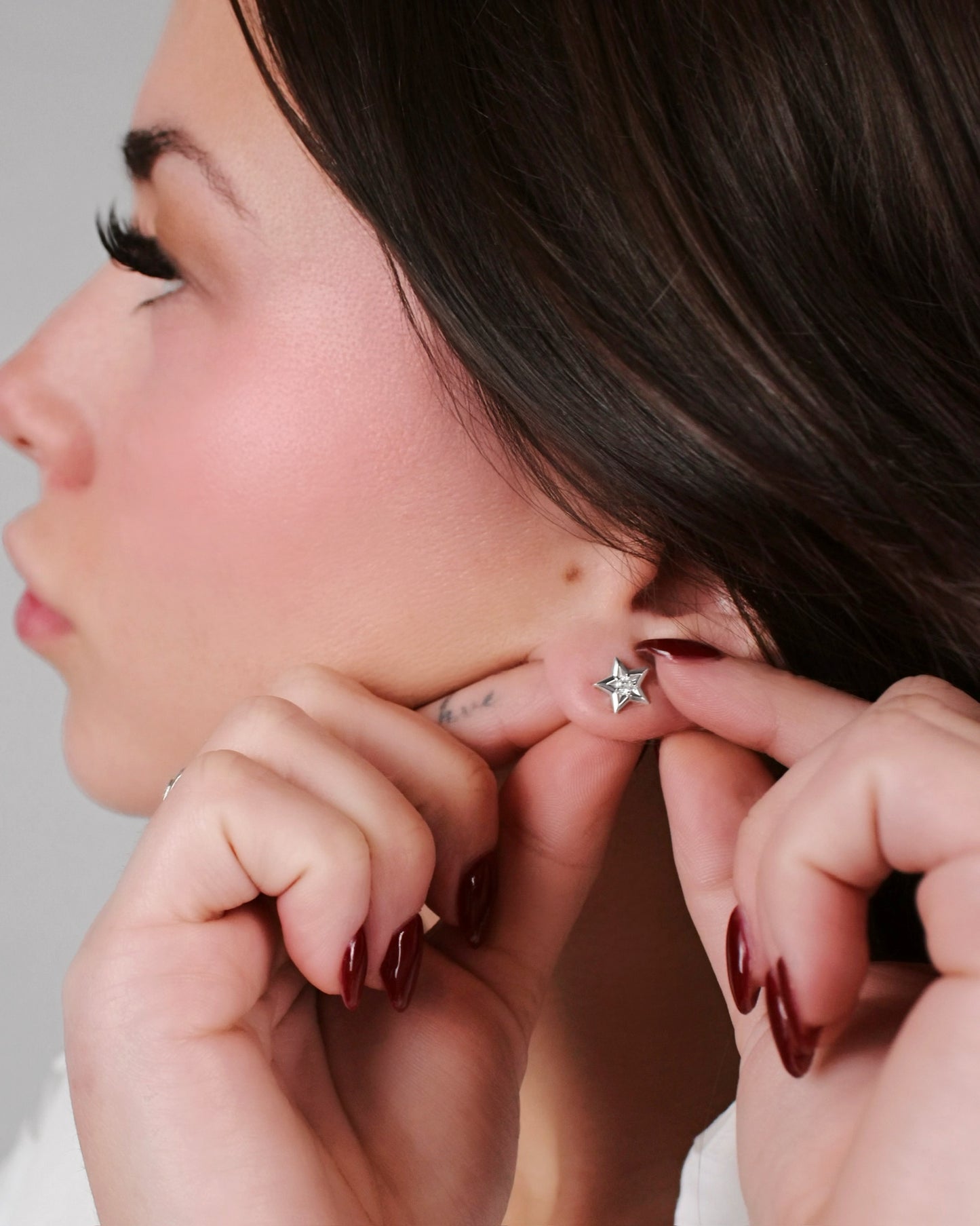 Diamond Star Earrings in Sterling Silver