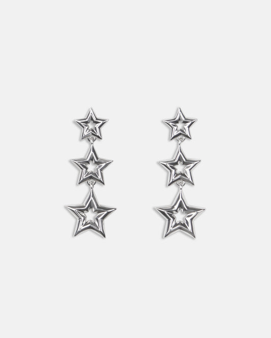 Star Link Drop Earrings in Sterling Silver