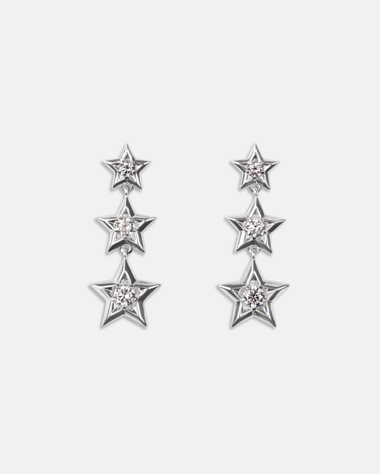 Diamond Star Link Drop Earrings in Sterling Silver