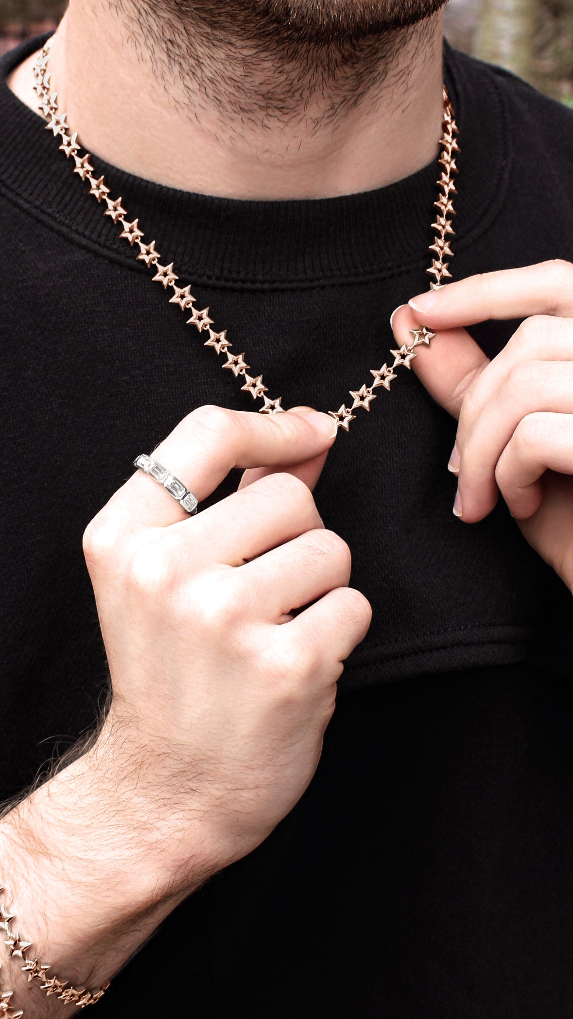 Star Link Necklace in 18K Gold