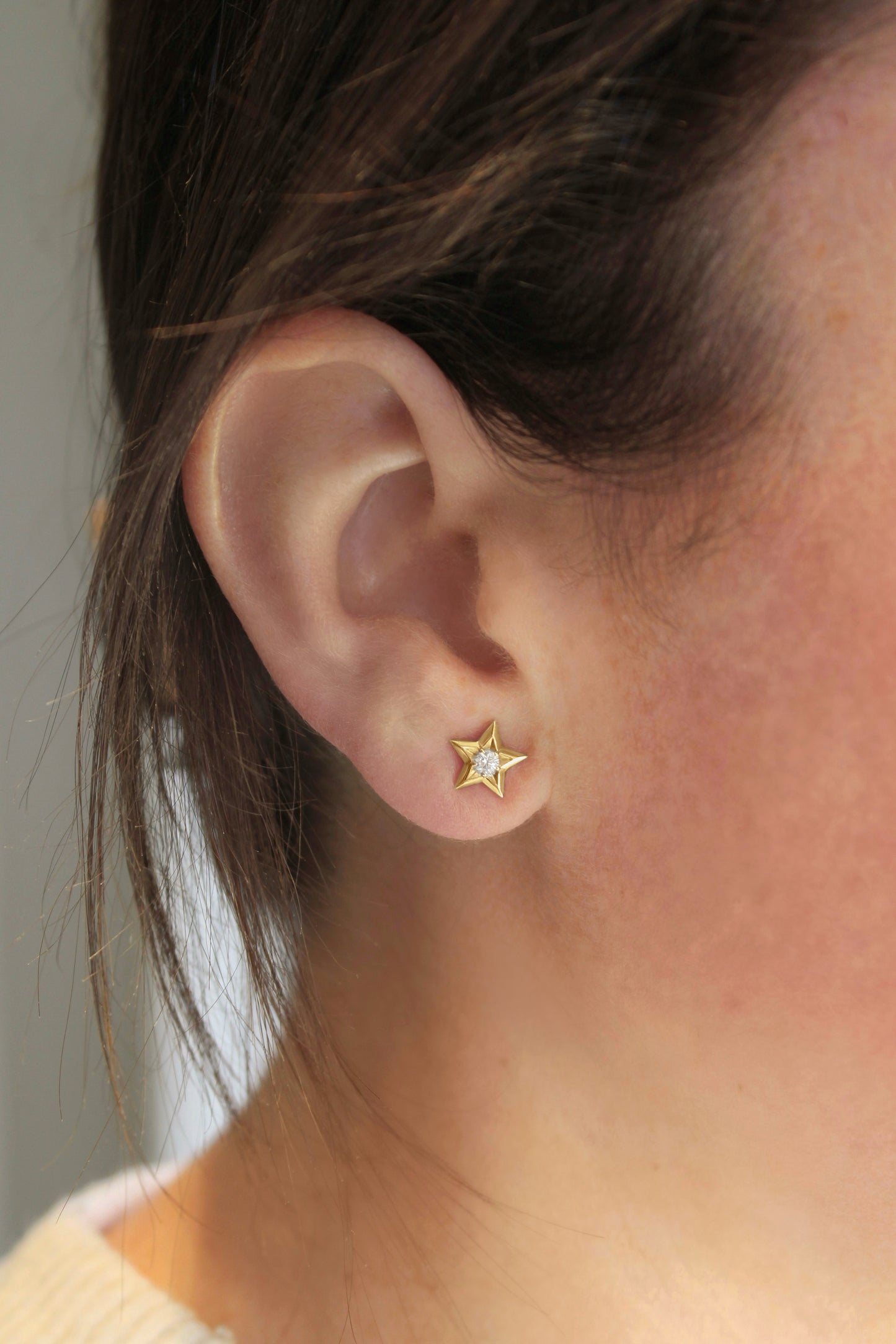 Diamond Star Stud Earrings in 18K Gold