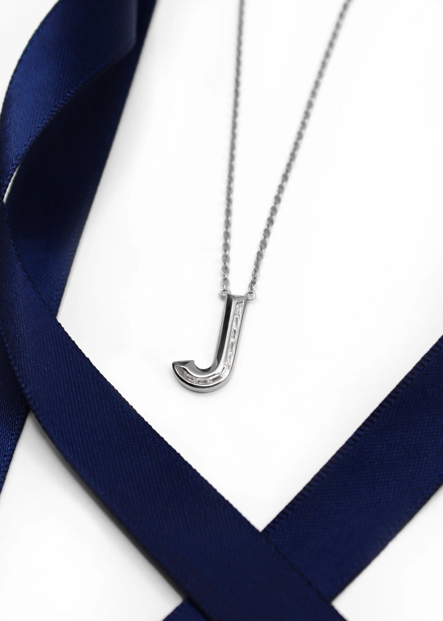 Diamond Initial Pendant in 18K White Gold