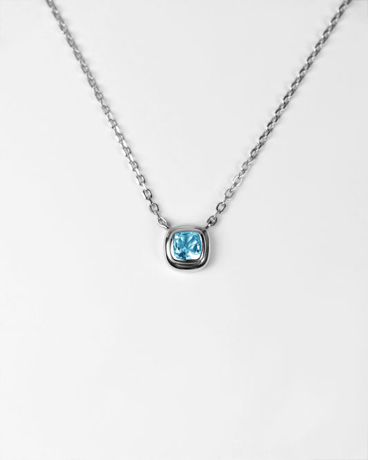 Blue Topaz Puff Pendant in Sterling Silver