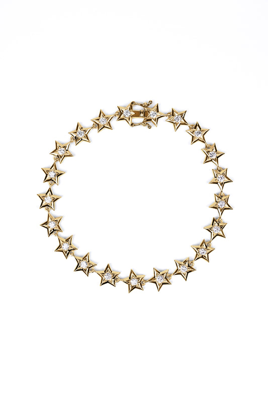 Diamond Star Link Bracelet in 18K Gold