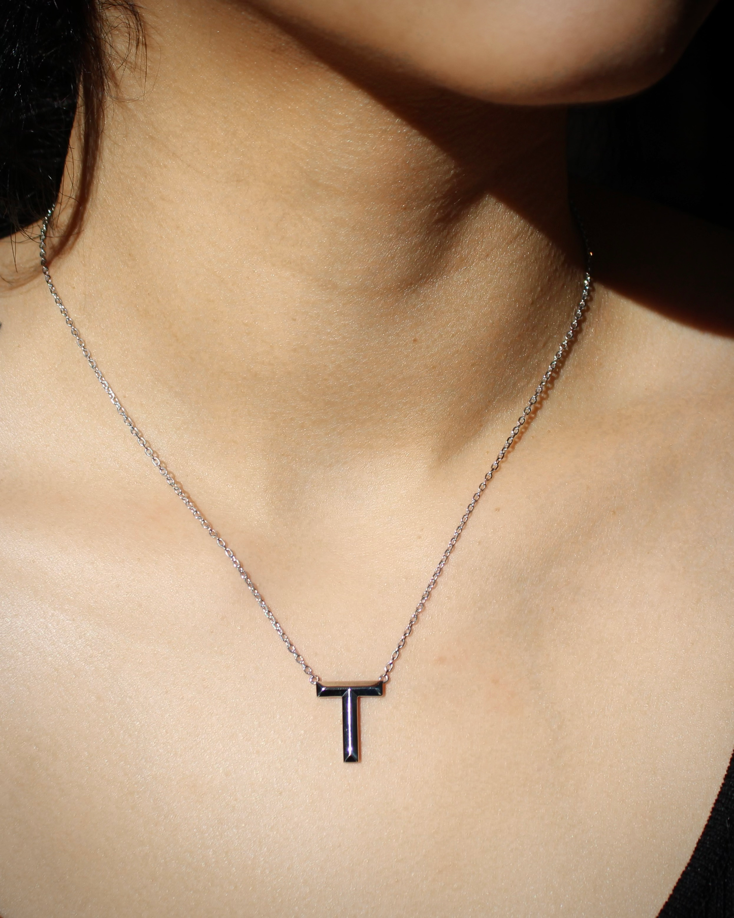 Knife Edge Initial Pendant in Sterling Silver