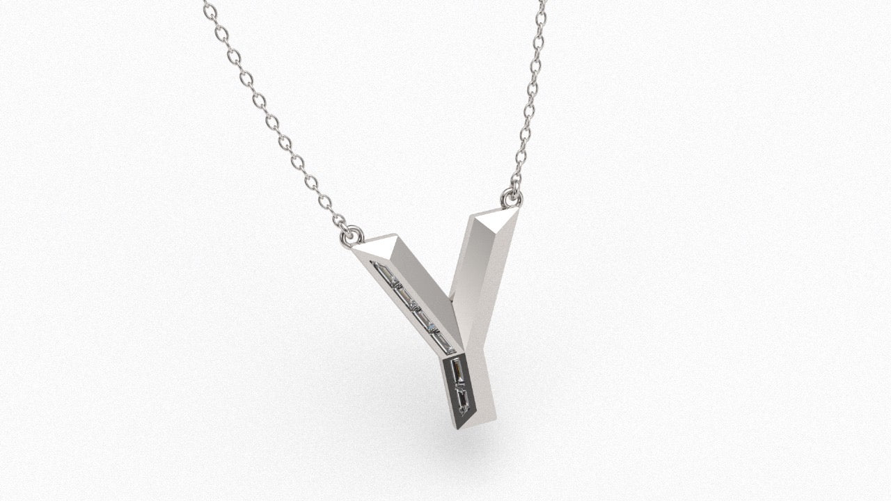 Diamond Initial Pendant in 18K White Gold