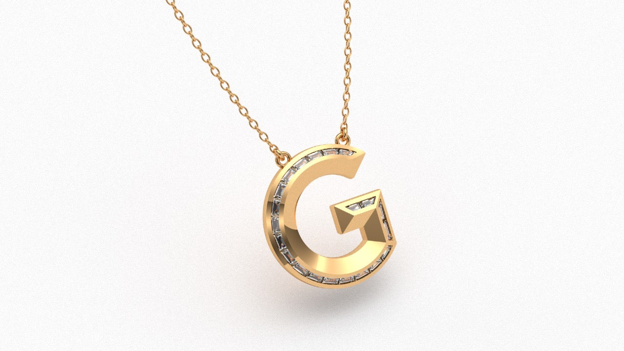 Diamond Initial Pendant in 18K Yellow Gold