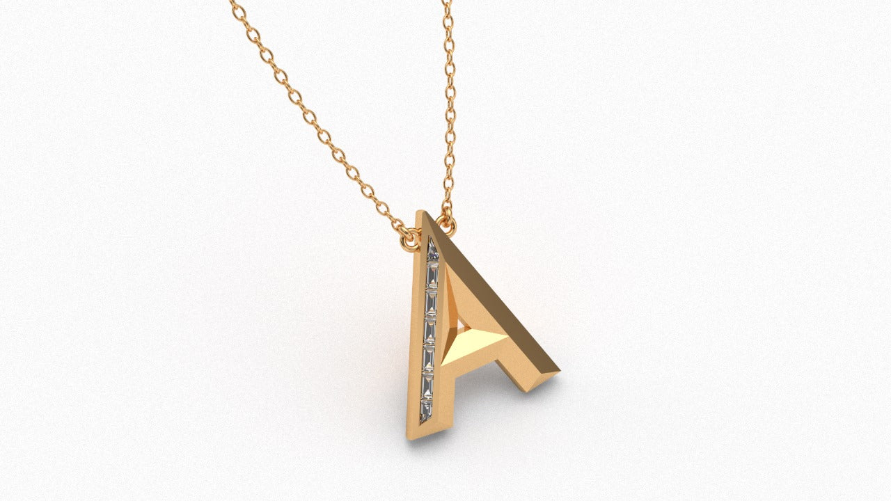 Diamond Initial Pendant in 18K Yellow Gold