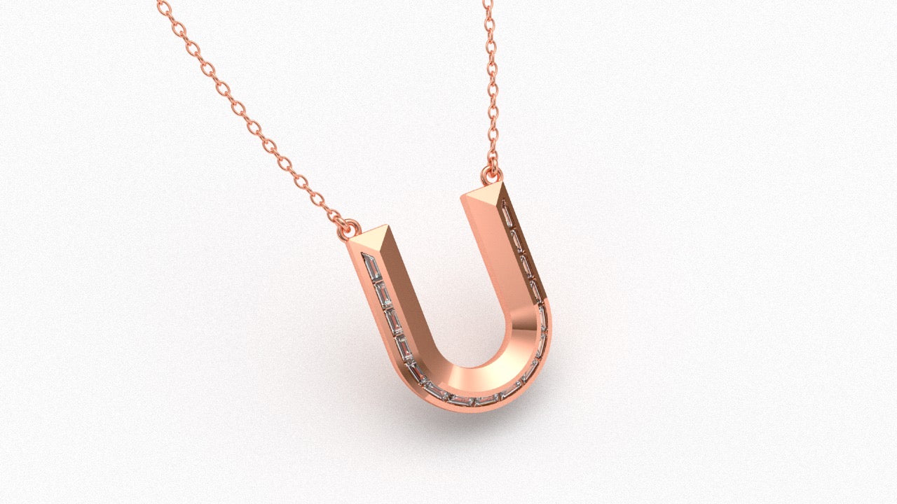 Diamond Initial Pendant in 18K Rose Gold