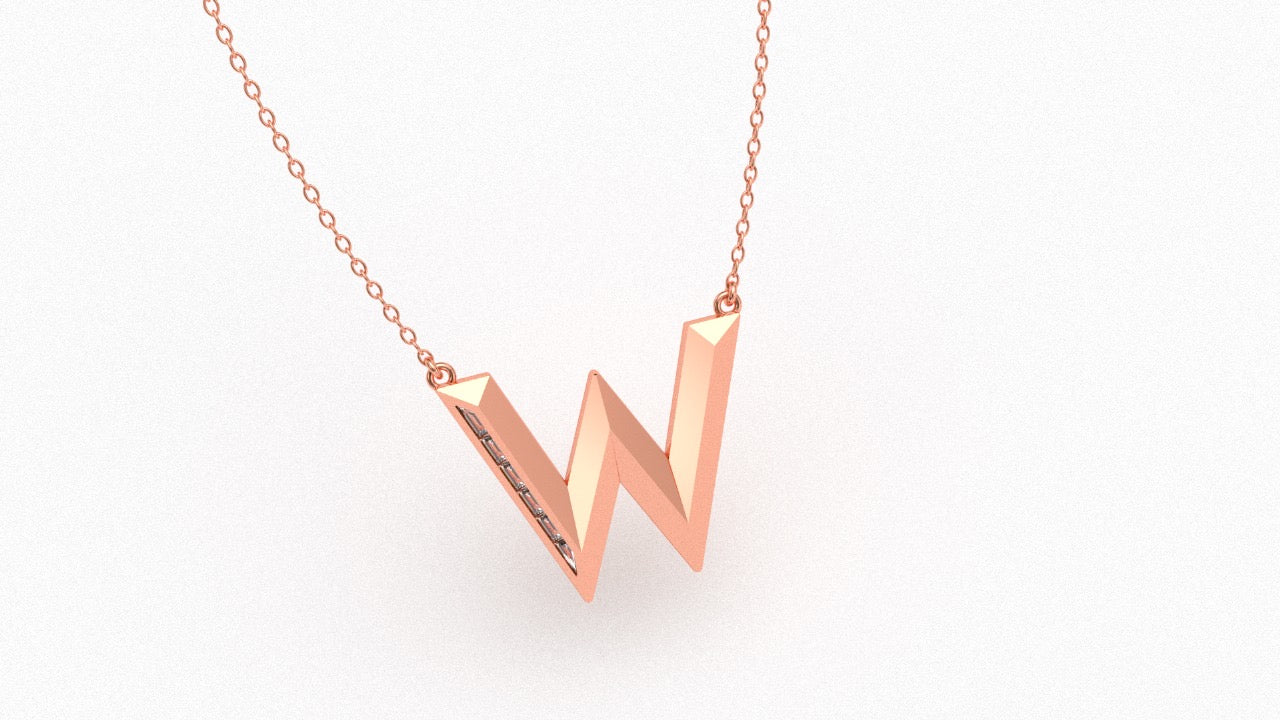 Diamond Initial Pendant in 18K Rose Gold